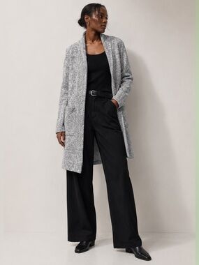 Dynamite Grey Marled Long Open Front Cardigan Jacket – Size P/S